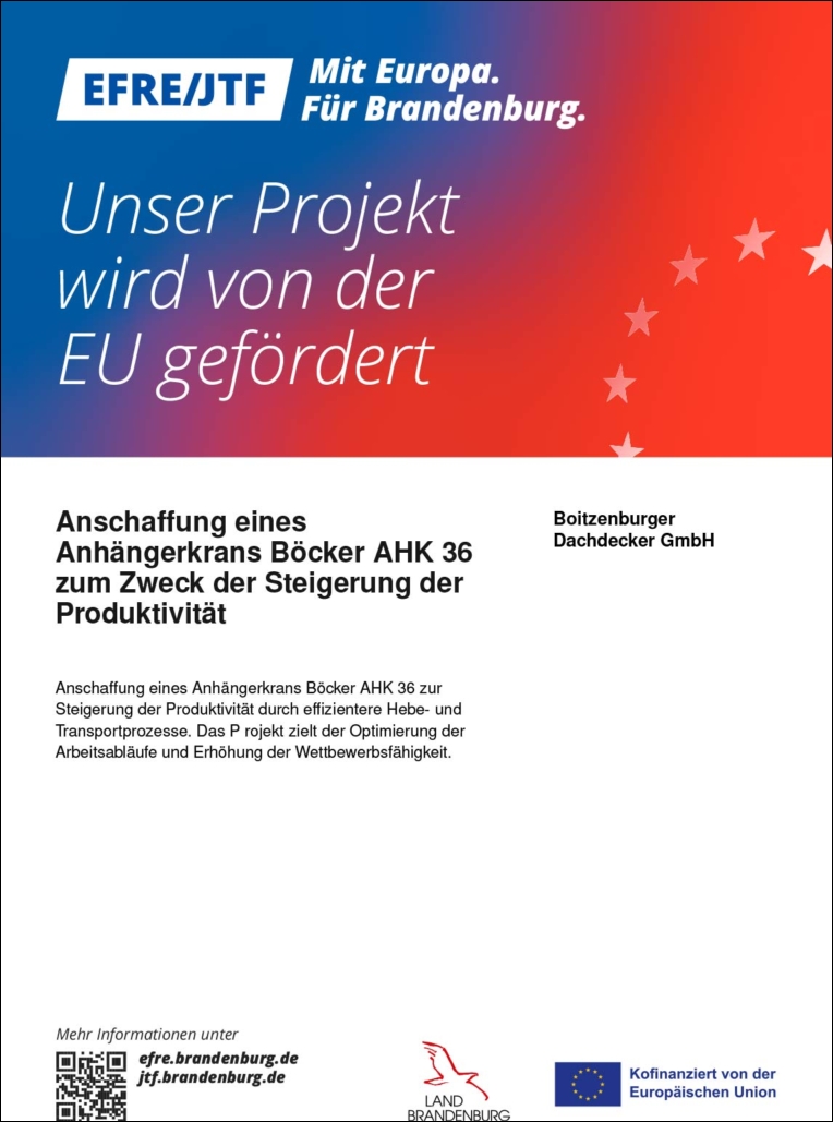 EU Förderprojekt Anschaffung eines Anhängerkrans